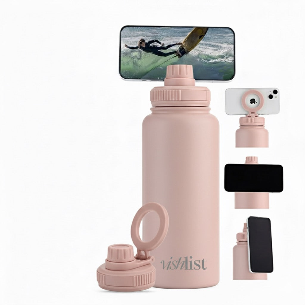 Water Bottle Magnet Lid 1000ml 32 OZ Magnetic Phone Holder