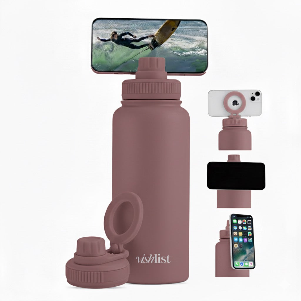 Water Bottle Magnet Lid 1000ml 32 OZ Magnetic Phone Holder