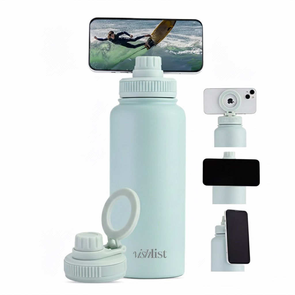 Water Bottle Magnet Lid 1000ml 32 OZ Magnetic Phone Holder