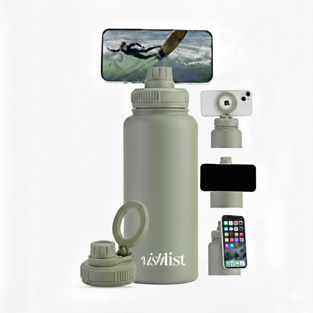 Water Bottle Magnet Lid 1000ml 32 OZ Magnetic Phone Holder