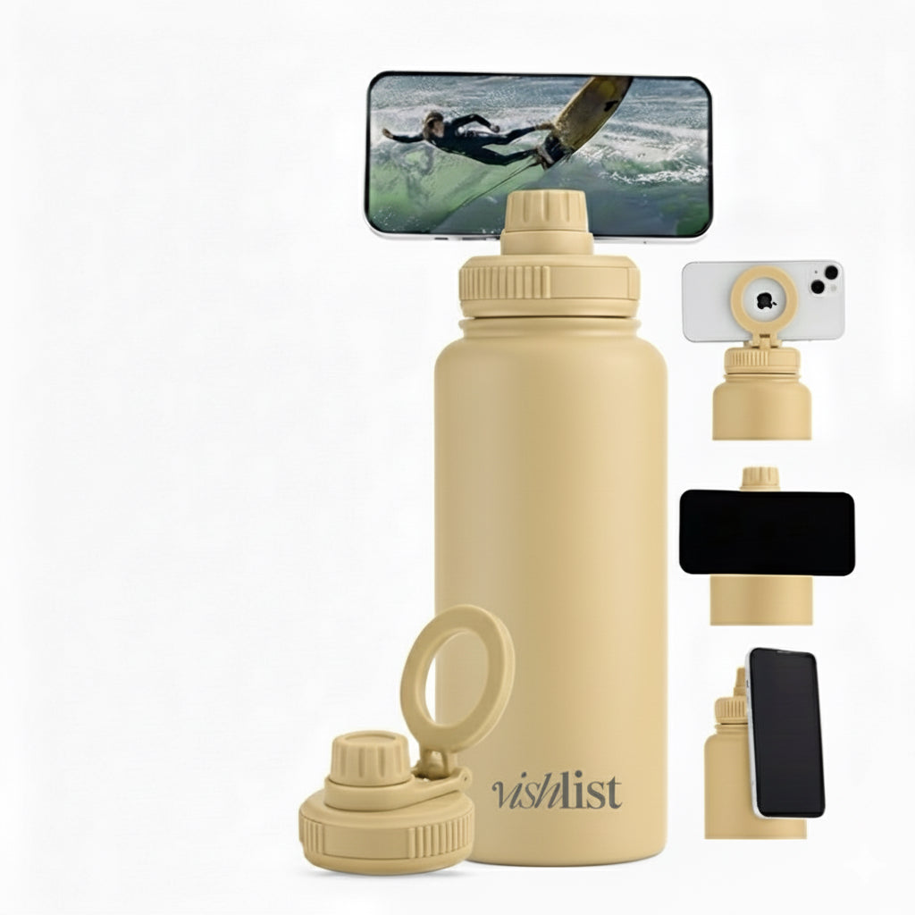 Water Bottle Magnet Lid 1000ml 32 OZ Magnetic Phone Holder