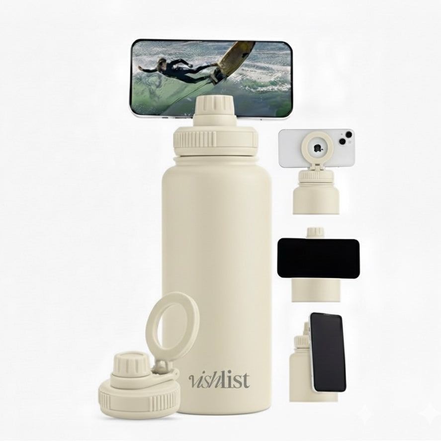 Water Bottle Magnet Lid 1000ml 32 OZ Magnetic Phone Holder