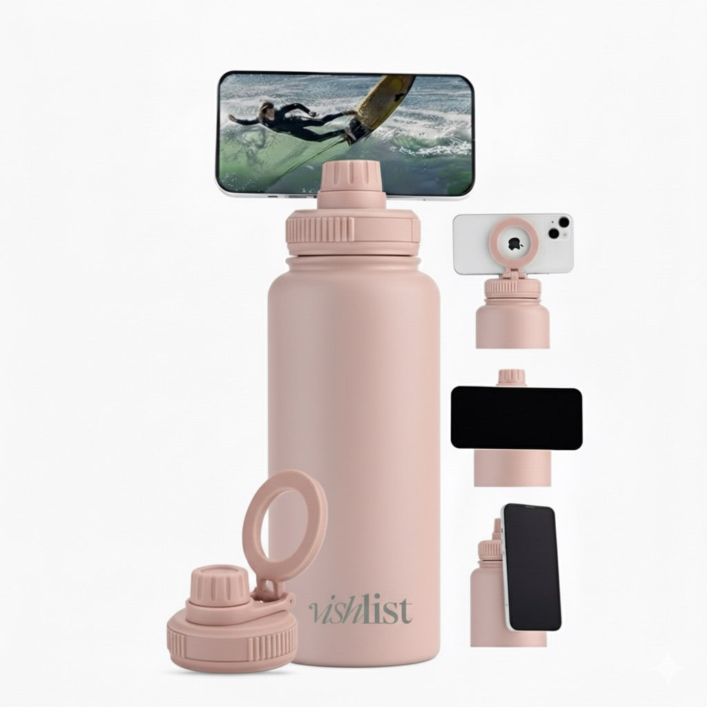 Water Bottle Magnet Lid 1000ml 32 OZ Magnetic Phone Holder