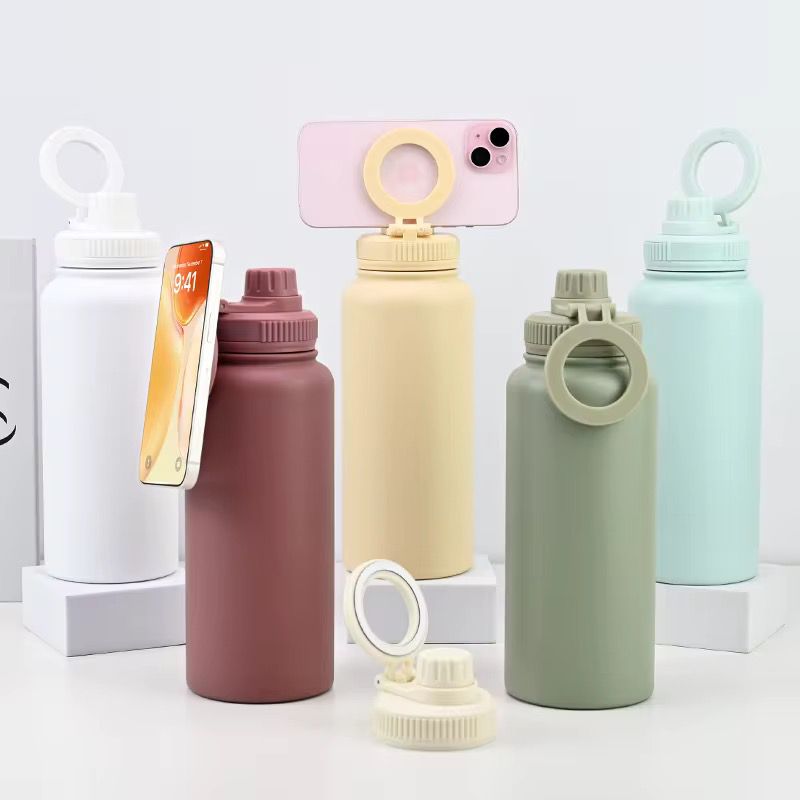 Water Bottle Magnet Lid 1000ml 32 OZ Magnetic Phone Holder